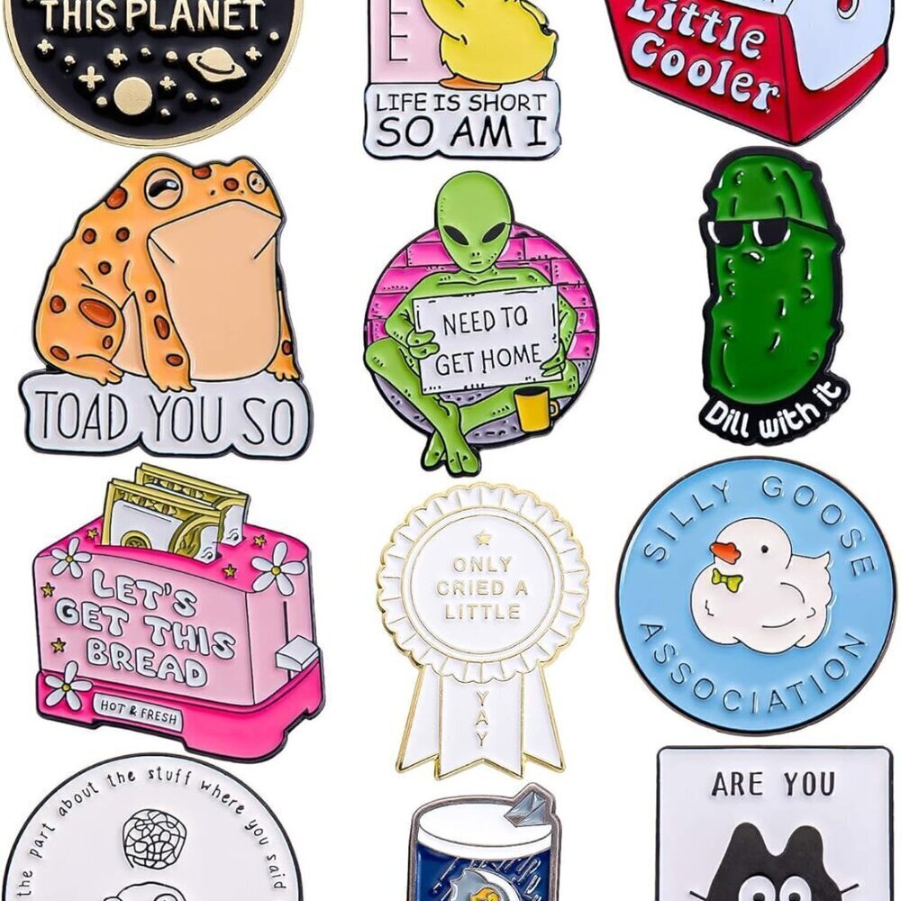 Funny Enamel Pins Set of 12 Sarcastic Meme-Inspired Accessories for Backpacks